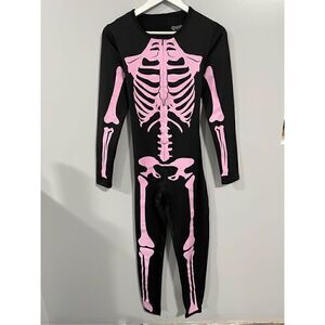 Brand New Tipsy Elves Women’s Large Black Pink Skeleton Suit Costume Halloween